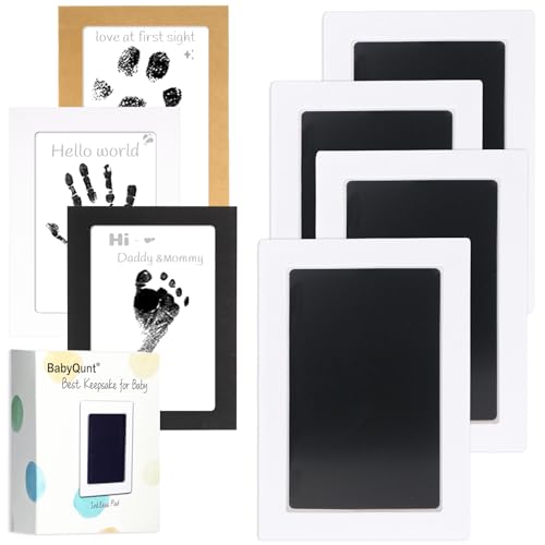 Inkless Baby Hand and Footprint Kit,Clean-Touch Pads for Newborn,4 Pack | No Mess,Baby Footprint Kit,Dog Nose,Paw Print Kit for Dogs Cats Baby Keepsake,New Mom Gifts - color: Black, size: 4-Pack, Large
