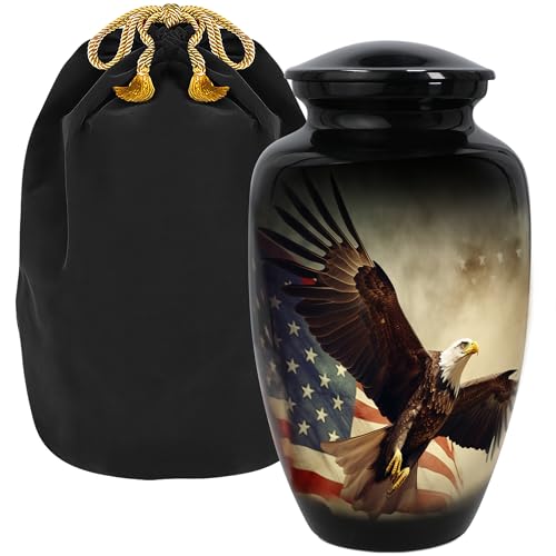 Trupoint Memorials Cremation Urns for Human Ashes, Military and Patriotic Decorative Burial Urn for Verteran Adult Men and Women, Large Black - color: Black Usa Eagle, size: Adult