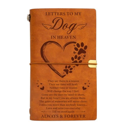 Vetbuosa Dog Memorial Gifts for Loss of Dog, Pet in Heaven Leather Journal, Sympathy Gift, Bereavement Remembrance Condolence Gift, In Memory Of Puppy - color: Brown-Dog