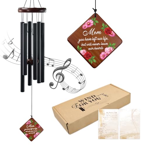 Memorial Wind Chimes, 36" Sympathy Gift for Loss of Mom | In Memory of Mother, Hand Tuned Soothing Melody, Bereavement Gift for Family, Outdoor Garden Patio Remembrance Decor - size: 36" In memory of mom