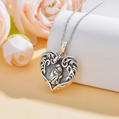 Dorunmo Personalized Heart Locket Necklace That Holds 2 Picture 925 Sterling Silver Custom Lockets Pendant Memorial Jewelry Gifts for Mom Sisters - color: Father Daughter, style: Personalized-Photo