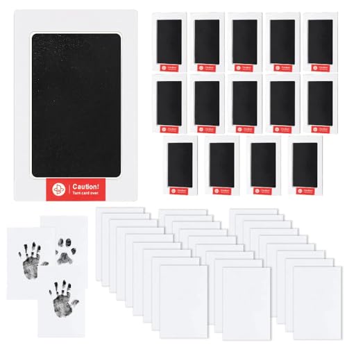 15-Set Inkless Memory Kit for Hand & Foot Prints, Pet Paw Impressions – Clean Touch Pad with Keepsake Cards,Reusable Hand and Foot Print Pad,Newborn & Pet Gift (Black)