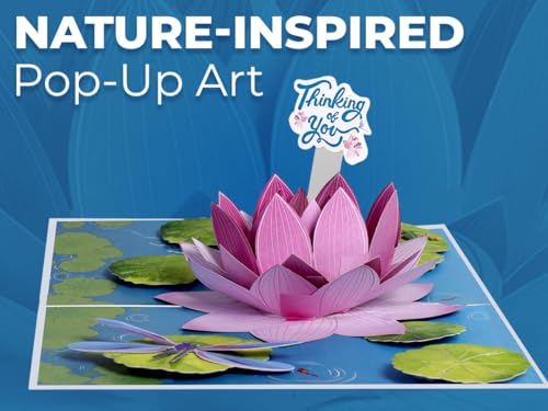 iGifts And Cards Pink Lotus Flower 3D Pop-Up Card – Serene Wishes 6"x8" | Thinking Of You, Get Well, Sympathy, Meditation Theme, Friend, Teacher, Nature Lover, Spiritual Seeker Keepsake, Notecard - color: Pink Lotus