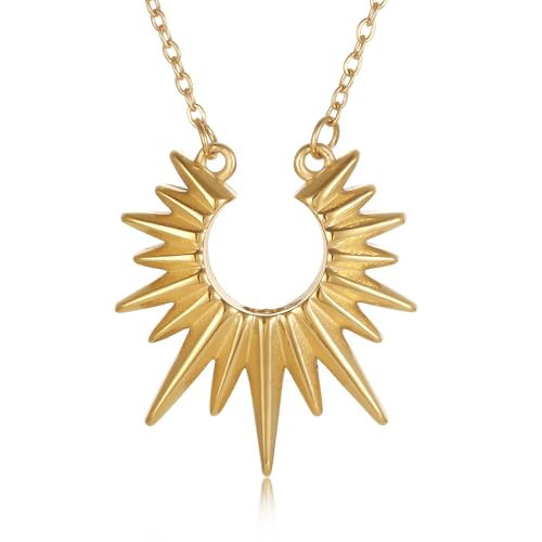 Sunburst Urn Necklace For Ashes For Women Dainty Celestial Boho Stainless Steel Sun Cremation Jewelry Keepsake Memorial Pendant - color: Customize
