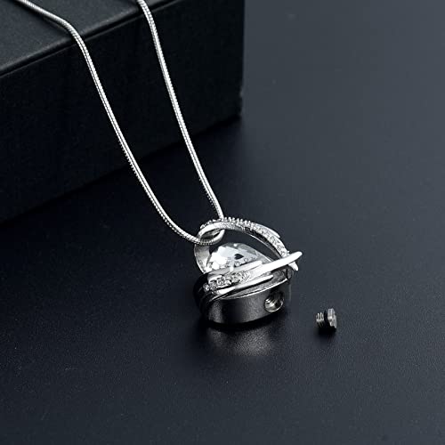 Heart Crystal Cremation Urn Necklace for Ashes, Stainless Steel Cremation Jewelry for Ashes Memorial Pendant Ashes Urn Necklace with Engraving and Filling Kit - color: White Crystal