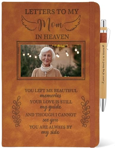 Mom Grieving Gift, Sympathy Condolence Remembrance Memorial Gifts | Letters To My Mom In Heaven Faux Leather Journal with Window Cover 200 Pages A5 Lined for Family Friend Who Loss of Mother - style: Mom