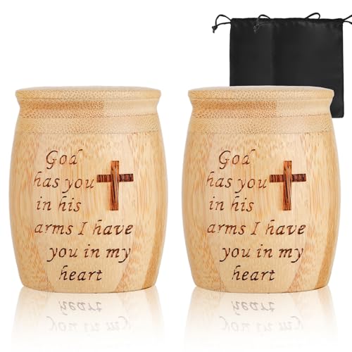 Small Urns for Human Ashes Set of 2, Made of Bamboo, Mini Keepsake Cremation Urn with Tree of Life Pattern Engraved, for Made Female Adult Pets, 1.8" W x 2.4" H
