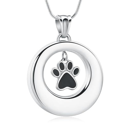 Dog Paws Cremation Jewelry Pet/Cat/Dog Paws Urn Necklaces for Ashes Stainless Steel Pet Ashes Holder Memorial Keepsakes Locket Pendant Jewelry for Men Women - color: Customize