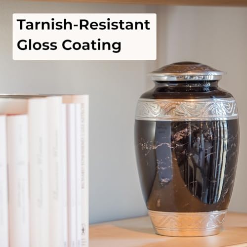 GR8 Keepsakes Black Marble-Finish Cremation Urn for Human Ashes Adult - color: Black