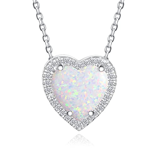 Cremation Jewelry for Women 925 Sterling Silver Heart Opal Urn Ashes Necklace Jewelry Memorial Keepsake(Heart-shaped) - color: Heart Opal