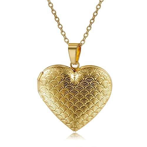 Vintage Engraved Flower Locket Picture Pendant Necklace Antique Carved Pattern Oval Heart Pendant Necklace For Women Hold Picture Souvenir Memorial Jewelry - color: A