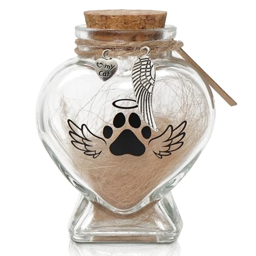Dog Memorial Gifts for Loss of Pet - Rotating Wooden Frame for 4x6 Photo & Fur Hair Jar - Sympathy Gift for Pet Bereavement, Remembrance Keepsake - Rainbow Bridge Gift for Cat Lovers
