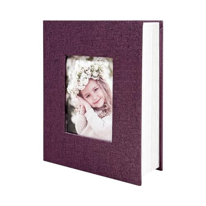 Photo Album 4x6 100 Pockets, Linen Cover Top Loader Vertical, Slip-in Picture Purple Pockets Albums for Wedding, Family, Anniversary, Baby, Vacation - color: Purple, size: 100 Pockets