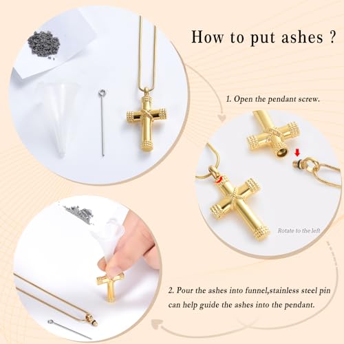 Minicremation Rope Winding Cross Cremation Ashes Urn Pendant Necklace Memorial Keepsake Jewelry Lord’s Prayer Cross Ashes Necklaces - color: Gold