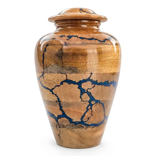 Handcrafted Decorative Wooden Urn for Human Ashes Adult Male Female, Wooden Urn Box for Pets, Memorial Urn, Funeral Cremation Urn Jar Wooden (Small-Medium 60 cu/in) - size: Small-Medium
