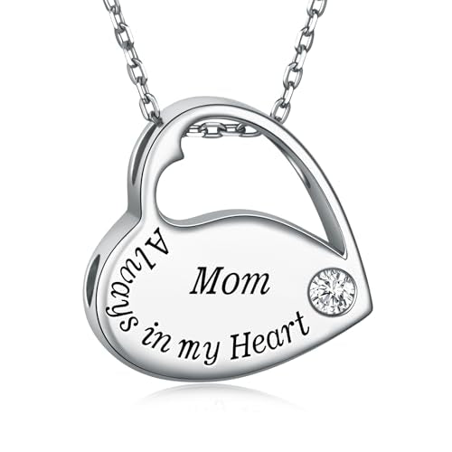 S925 Sterling Silver Heart Urn Necklace Memorial Ashes Keepsake Jewelry - style: Mom