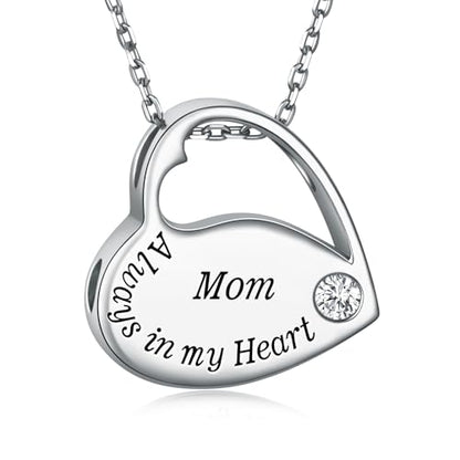 S925 Sterling Silver Heart Urn Necklace Memorial Ashes Keepsake Jewelry - style: Mom