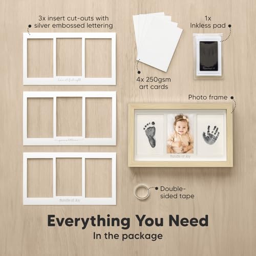 Inkless Hand and Footprint Kit, Boy Girl Newborn Keepsake (Ash Wood) | No Mess Ink Pad for Baby Handprint, Clean Touch Paw Print Kit for Dog Picture Frame, Personalized Baby Christmas Shower Gifts - color: Ash Wood
