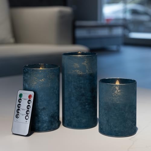 ANGELLOONG Blue Candles, Flickering Flameless Candles with Remote for Room - color: Sandblast Blue