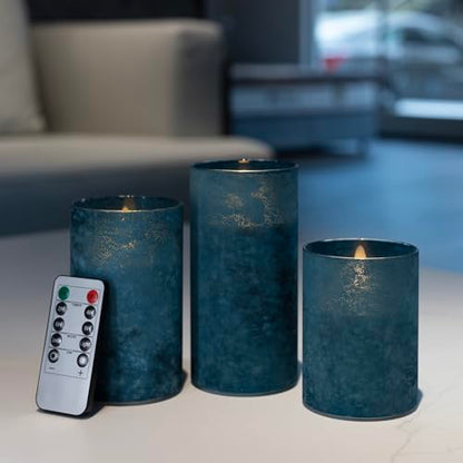 ANGELLOONG Blue Candles, Flickering Flameless Candles with Remote for Room - color: Sandblast Blue