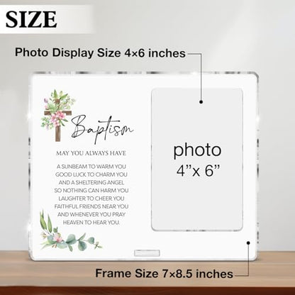 Baptism Picture Frame Gifts, Christening Baptism Gifts for Girls, Catholic Baptismal Gift for Girl Godchild Acrylic Photo Frames, Photo 4 x 6 Inches - color: Baptism- B