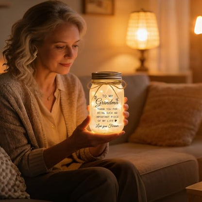 Gifts for Grandma, Grandma Birthday Gifts, Mason Jar Night Lights | Mothers Day Christmas Thanksgiving Gifts for Grandma, Nana, Grammy - color: Grandma123