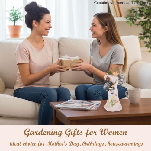 Gardening Gifts for Women - 5.9"Watering Angel Garden Statue | Unique Gifts for Gardeners Woman, Mom, Sisters, Hand-Painted Resin Angel Figurine for Indoor Decor Home Office - style: Watering Can