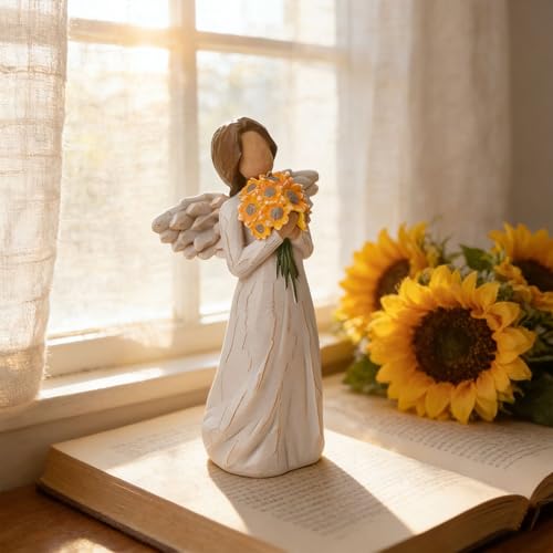 Get Well Gifts for Women After Surgery, 5.1" Hand-Painted Resin Figurines | Angel Holding Sunflower, Encouragement Gift for Recovery, Home Decor for Bedroom - style: Get Well Gifts