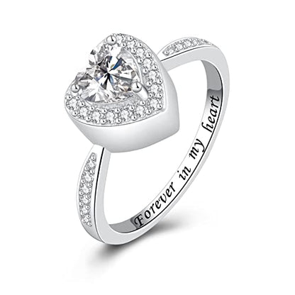 BEILIN Heart Urn Ring 925 Sterling Silver Cremation Urn Rings for Women