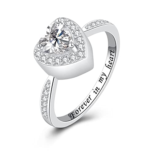 BEILIN Heart Urn Ring 925 Sterling Silver Cremation Urn Rings for Women