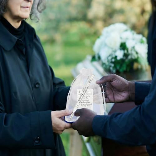 Yeaqee 150pcs/50set Funeral Favor Pen Poem Card for Guests, White, Elegant - color: White, style: Elegant