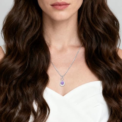 Infinity Urn Necklace for Ashes Sterling Silver Heart Moonstone Turquoise Birthstone Keepsake Memorial Cremation Jewelry for Women - style: Infinity A-06-Jun-Alexandrite