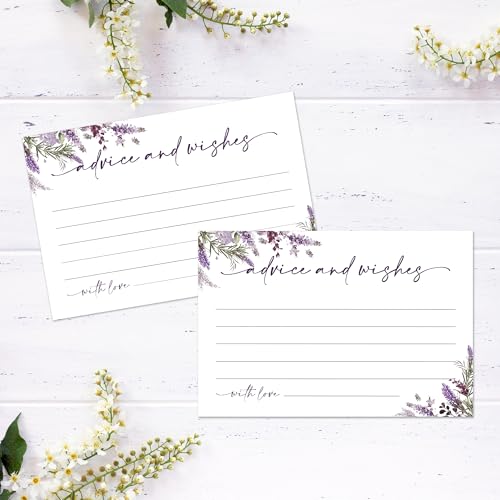 Advice and Wishes Cards – 50 Pcs Lavender Perfect for the Bride and Groom, Baby Shower, Bridal Shower, Wedding Shower, Graduation Party, Retirement Party, Anniversary -A06 - color: Lavender, size: Standard Cards