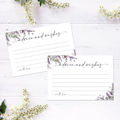 Advice and Wishes Cards – 50 Pcs Lavender Perfect for the Bride and Groom, Baby Shower, Bridal Shower, Wedding Shower, Graduation Party, Retirement Party, Anniversary -A06 - color: Lavender, size: Standard Cards