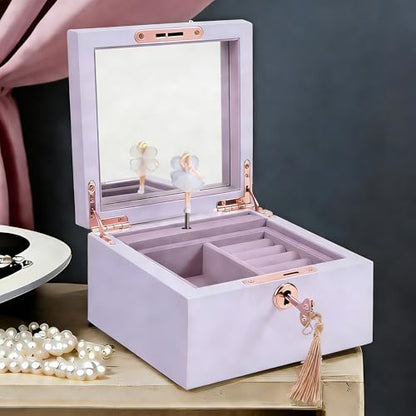 LIHOU PAPAQ Wooden Ballerina Musical Jewelry Box for Girls and Women - Music Chest,Jewelry Storage Box,Gifts for Christmas,Birthday,Valentine's Day and All Holidays