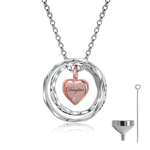 Sterling Silver Cremation Jewelry for Ashes Pendant Eternity Urn Necklace Keepsake Memorial Gifts You Are Always In My Heart I Love You Forever - color: Rose, style: Daughter