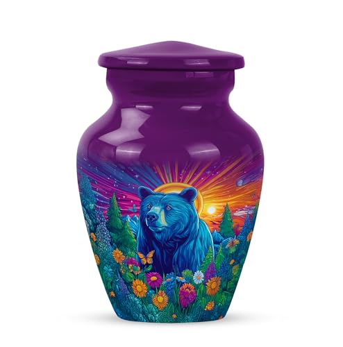 Polar Bear Keepsake Urns for Human Ashes - Purple Funeral Urns for Adult Ashes Men - Sunrise Decorative Urn for Human Adult Man - Memorial Urn for Female - Cremation Keepsakes (Size - 3 Inch) - color: Cremation Urn, size: 3 INCH