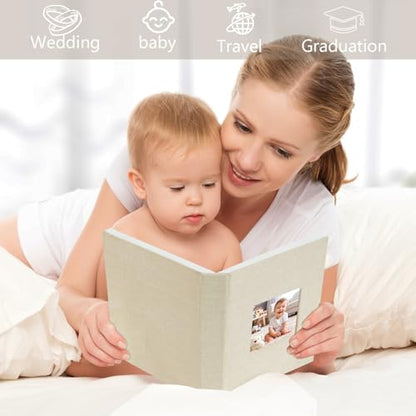 Artmag Mini Photo Album 4x6 50 Pockets 2 Pack, Linen Cover with Front Window Album Each Holds 52 Vertical Photos for Family Wedding Baby Children (Beige) - color: Beige, size: 50 Pockets/2PKS