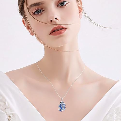 Cremation Jewelry Frog Shape Urn Necklace Ashes Keepsake Holder Memorial Urn Necklace Sweater Necklace - color: Blue