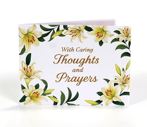 CUTPOPUP Religious Sympathy Card Pop Up 3D, with Caring Thoughts and Prayers, Blank Note Cards with Envelope (Lily with Cross) SD257US - color: Sympathy religious-6x8in