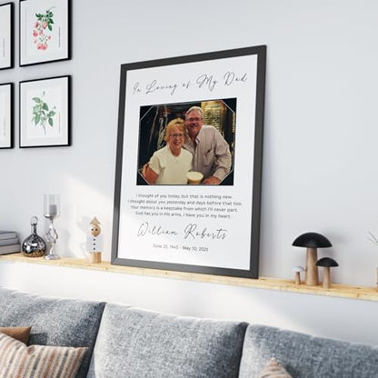 Personalized Memorial Photo Gifts Picture Black Frame Plaque Sign, Sympathy Loss of Husband Photo, Custom Loss of Loved One Wood Frame Photo Gift - color: Design 3