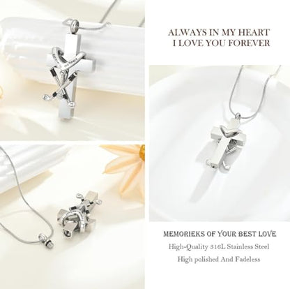 zeqingjw Cross Urn Necklace for Ashes for Men Women Stainless Steel Cremation Golf Clubs Jewelry Ashes Keepsake Memorial Pendant Ash Holder of Loved Ones - color: Customize