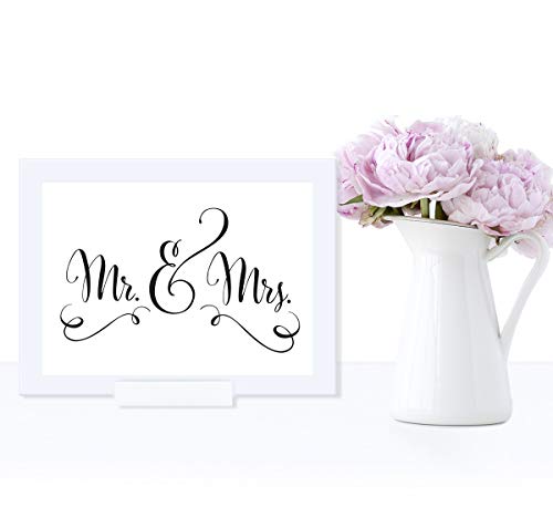 Andaz Press Wedding Framed Party Signs, Formal Black and White, 5x7-inch, Mr. & Mrs., 1-Pack, Includes Frame - color: Couple Mr. & Mrs.