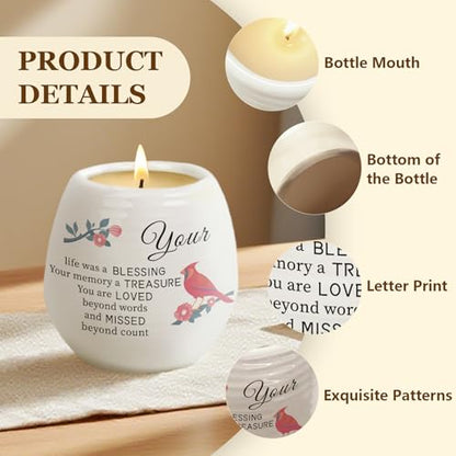 Sympathy Gifts for Loss of Loved One - Cardinal Memorial Candle, 18OZ Lavender Candles in Ceramic Jar, Sympathy/Bereavement/Condolence/Memorial Gifts for Loss of Mother Father Friend