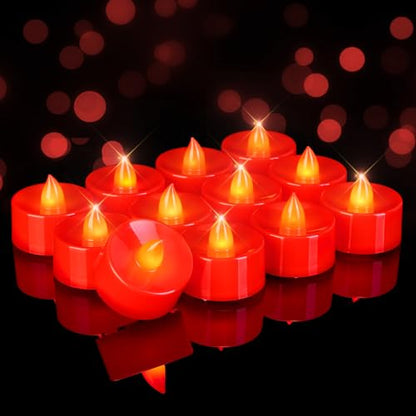 Homemory 24-Pack Red Flameless Battery Tealight Candles, 200+ Hours - color: Red, size: Pack of 24
