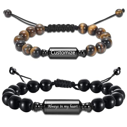 Hearbeingt Cremation Jewelry Urn Bracelet for Ashes Braided Rope Beads - color: Customize