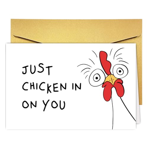 Funny Thinking of You Card, Humorous Chicken Encouragement Cards, Funny Get Well Get Better Cards, Humor Miss You Gift for Friend, Chicken in on You! - color: #2