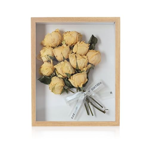 FuninCrea 8 x 10 Inch Shadow Box Frame, Wooden Shadow Boxes Display Cases Large 3D Box Frame for Tabletop Wall Hanging, Deep Shadow Box Memory Frame for DIY Crafts Photos Dry Flowers (Natural) - color: Natural