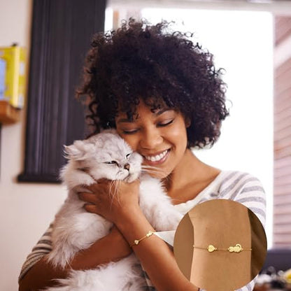 Dog Memorial Gifts for Loss of Dog Paw Initial Bracelet for Women with Heart Dogs Mom Gifts Adjustable Pet Paw Gold Bracelets for Women Memorial Gift for Pet Lover Birthday Jewelry - style: Cat-D