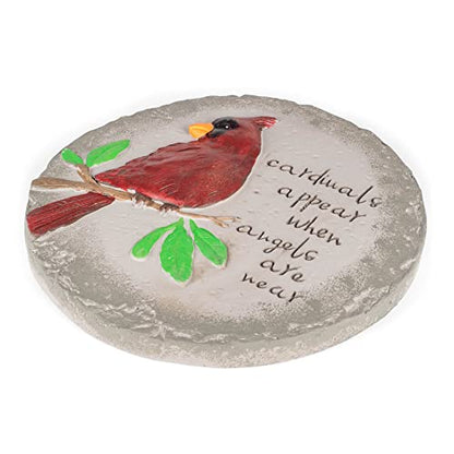 Transpac A7201 Cardinal Birds Appear When Angels are Near Red Round 10 inch Cement Garden Memorial Bereavement Stepping Stone